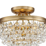 Crystorama Calypso 3 Light Crystal Teardrop Vibrant Gold Semi Flush Mount