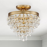 Crystorama Calypso 3 Light Crystal Teardrop Vibrant Gold Semi Flush Mount