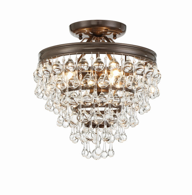 Crystorama Calypso 3 Light Crystal Teardrop Vibrant Bronze Semi Flush Mount