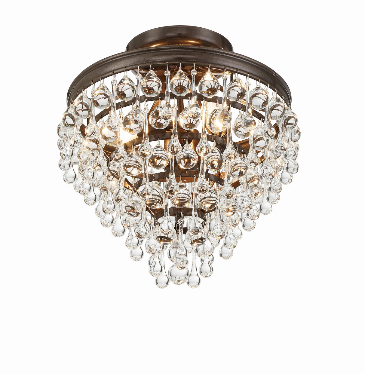 Crystorama Calypso 3 Light Crystal Teardrop Vibrant Bronze Semi Flush Mount