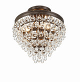 Crystorama Calypso 3 Light Crystal Teardrop Vibrant Bronze Semi Flush Mount