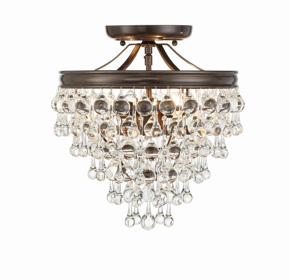 Crystorama Calypso 3 Light Crystal Teardrop Vibrant Bronze Semi Flush Mount