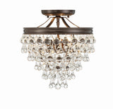 Crystorama Calypso 3 Light Crystal Teardrop Vibrant Bronze Semi Flush Mount