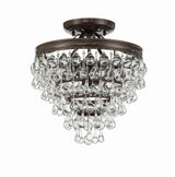 Crystorama Calypso 3 Light Crystal Teardrop Vibrant Bronze Semi Flush Mount