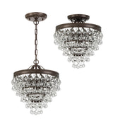 Crystorama Calypso 3 Light Crystal Teardrop Vibrant Bronze Semi Flush Mount