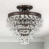 Crystorama Calypso 3 Light Crystal Teardrop Vibrant Bronze Semi Flush Mount