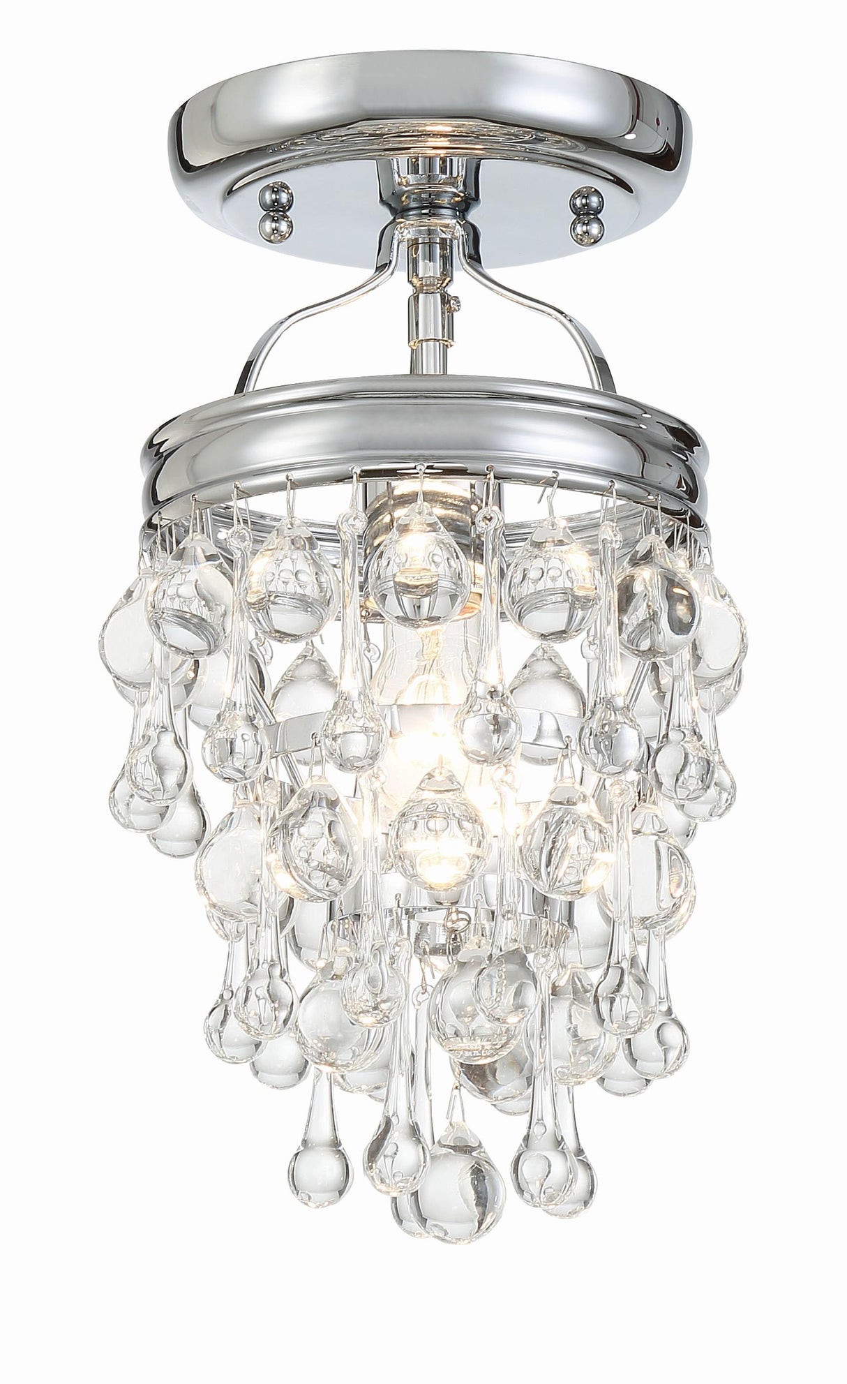 Crystorama Calypso 1 Light Crystal Teardrop Polished Chrome Semi Flush Mount