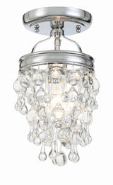 Crystorama Calypso 1 Light Crystal Teardrop Polished Chrome Semi Flush Mount