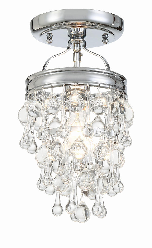 Crystorama Calypso 1 Light Crystal Teardrop Polished Chrome Semi Flush Mount