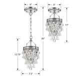Crystorama Calypso 1 Light Crystal Teardrop Polished Chrome Semi Flush Mount
