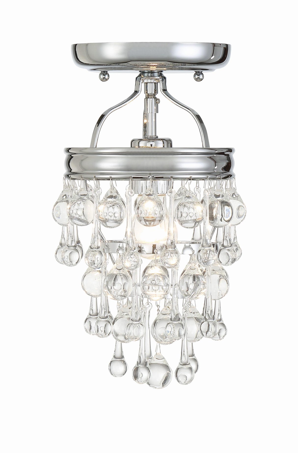 Crystorama Calypso 1 Light Crystal Teardrop Polished Chrome Semi Flush Mount