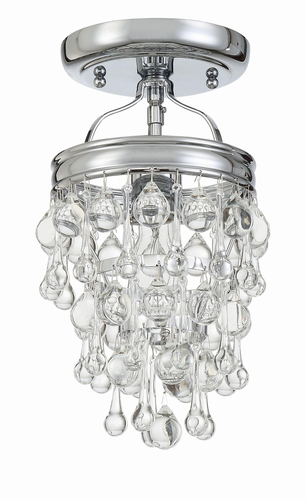 Crystorama Calypso 1 Light Crystal Teardrop Polished Chrome Semi Flush Mount
