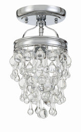 Crystorama Calypso 1 Light Crystal Teardrop Polished Chrome Semi Flush Mount