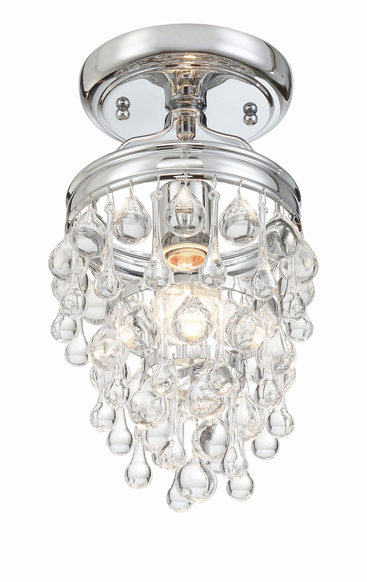 Crystorama Calypso 1 Light Crystal Teardrop Polished Chrome Semi Flush Mount