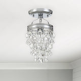 Crystorama Calypso 1 Light Crystal Teardrop Polished Chrome Semi Flush Mount