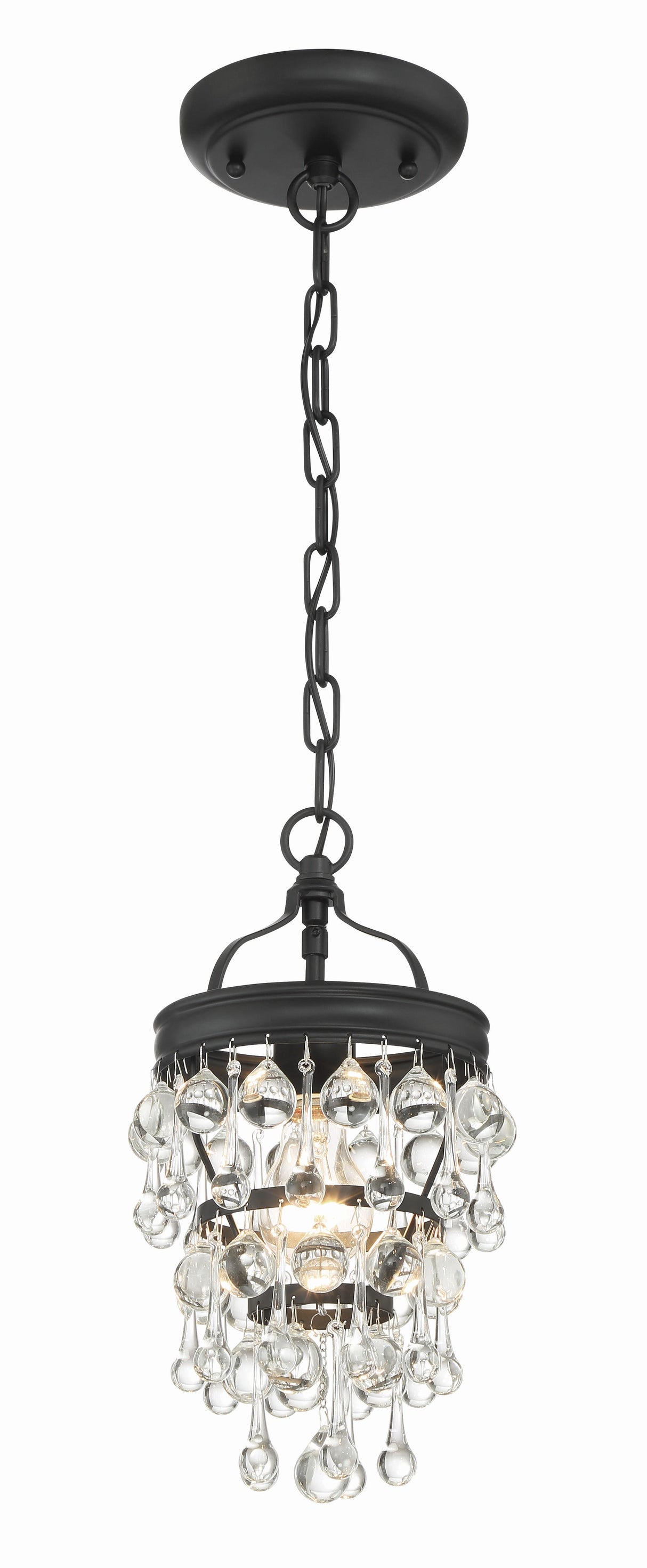 Crystorama Calypso 1 Light Matte Black Mini Pendant