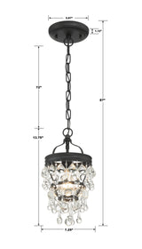 Crystorama Calypso 1 Light Matte Black Mini Pendant