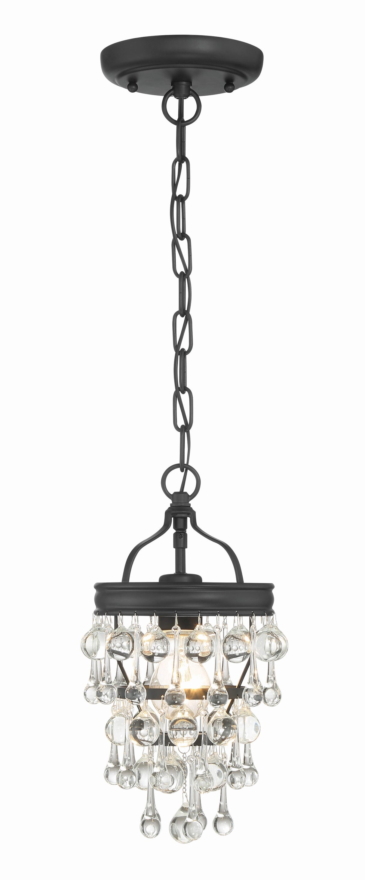 Crystorama Calypso 1 Light Matte Black Mini Pendant