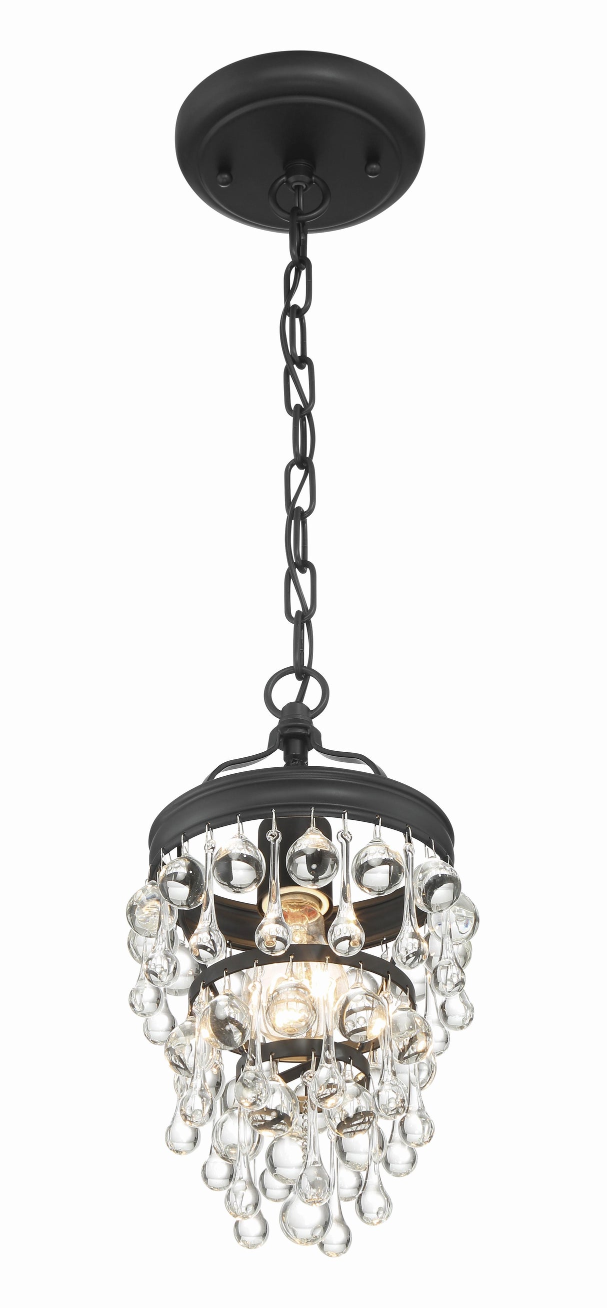 Crystorama Calypso 1 Light Matte Black Mini Pendant