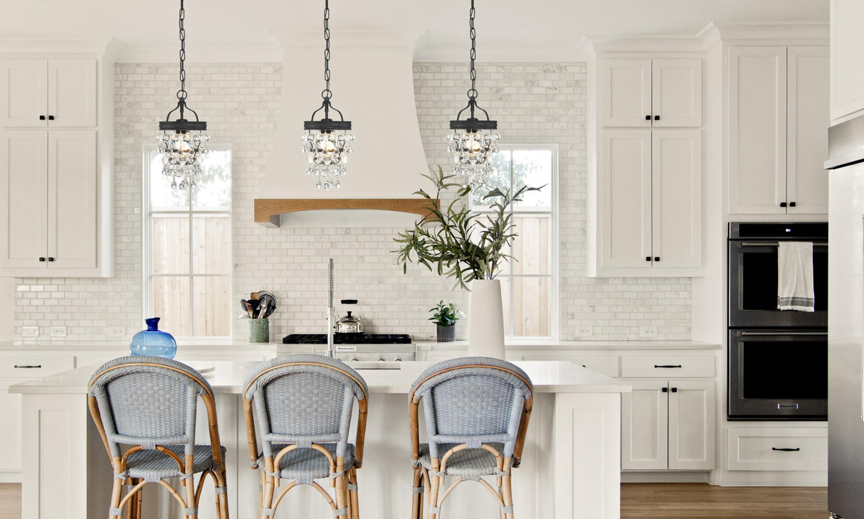 Crystorama Calypso 1 Light Matte Black Mini Pendant