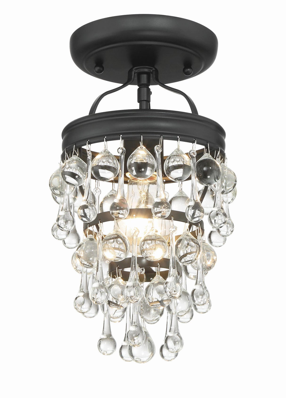 Crystorama Calypso 1 Light Matte Black Semi Flush Mount