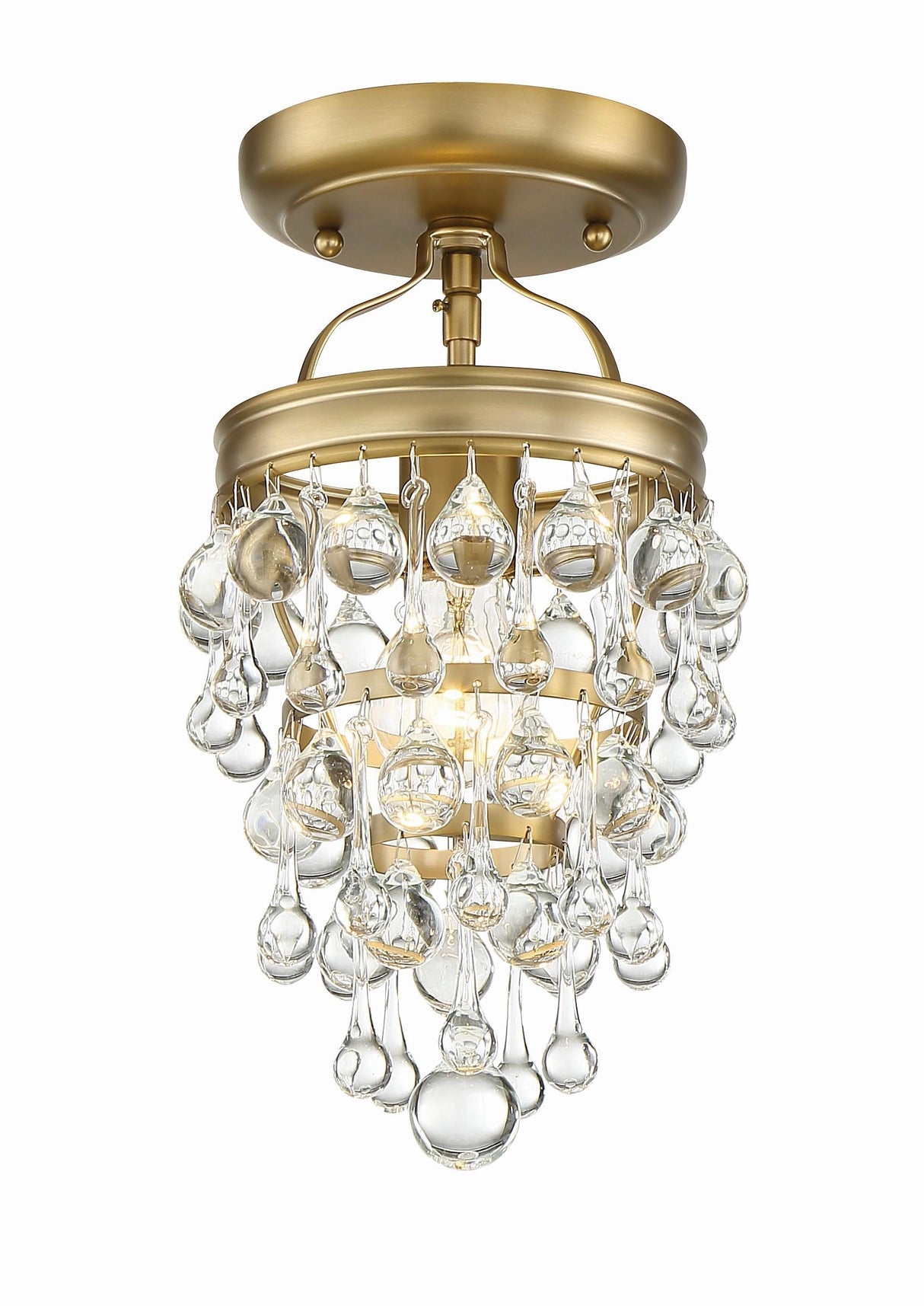 Crystorama Calypso 1 Light Crystal Teardrop Vibrant Gold Semi Flush Mount