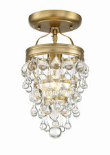 Crystorama Calypso 1 Light Crystal Teardrop Vibrant Gold Semi Flush Mount