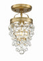 Crystorama Calypso 1 Light Crystal Teardrop Vibrant Gold Semi Flush Mount