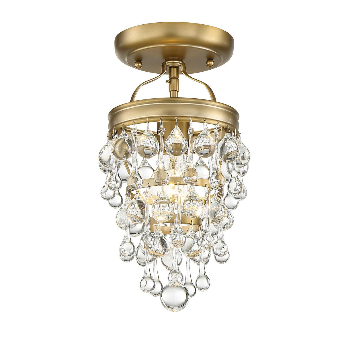 Crystorama Calypso 1 Light Crystal Teardrop Vibrant Gold Semi Flush Mount