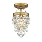 Crystorama Calypso 1 Light Crystal Teardrop Vibrant Gold Semi Flush Mount