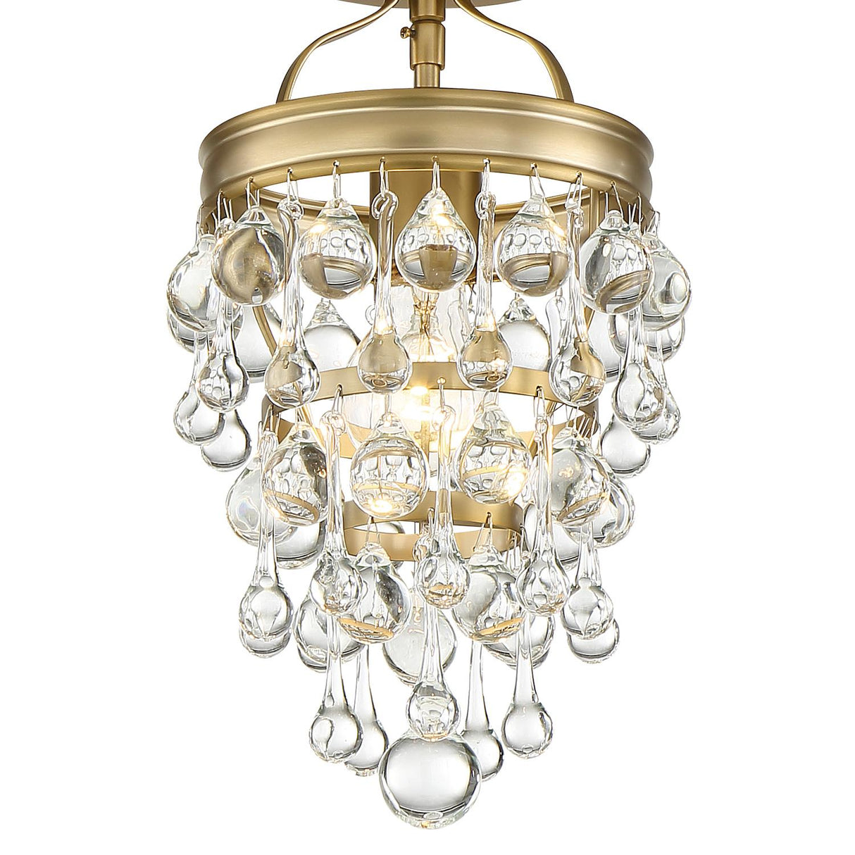 Crystorama Calypso 1 Light Crystal Teardrop Vibrant Gold Semi Flush Mount