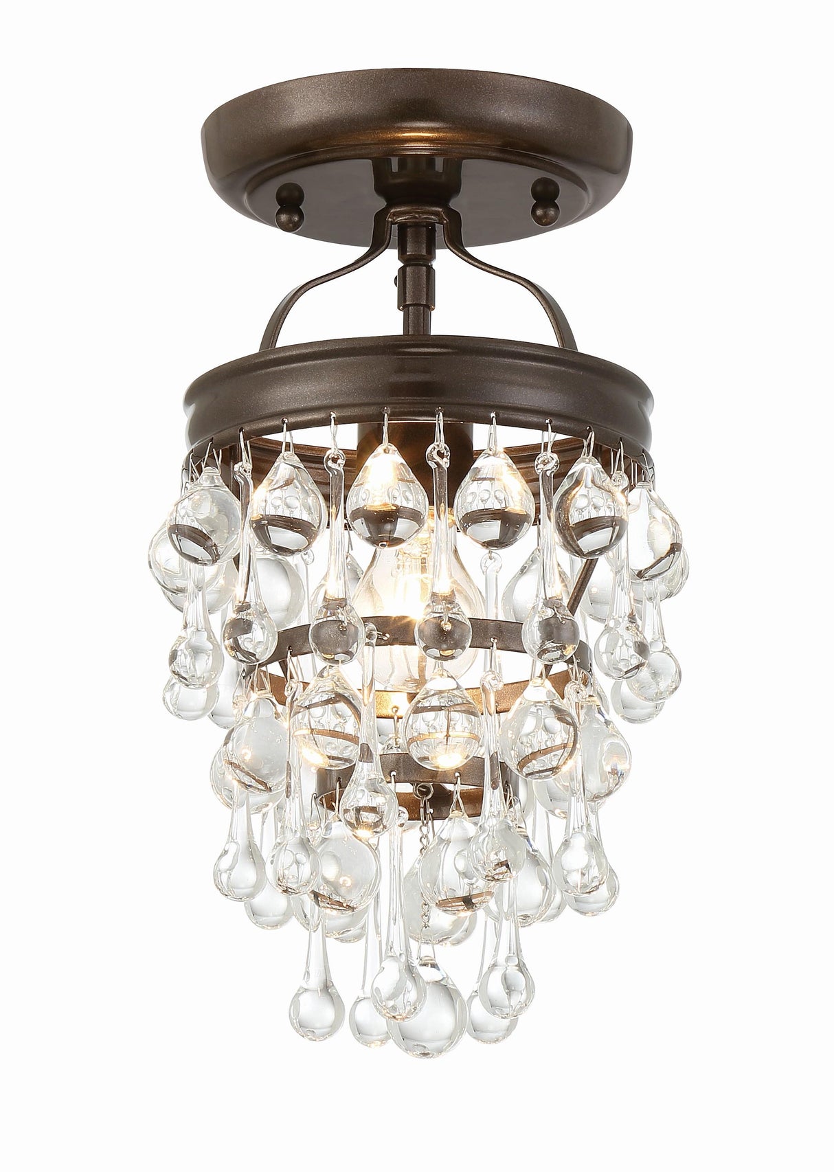 Crystorama Calypso 1 Light Crystal Teardrop Vibrant Bronze Semi Flush Mount