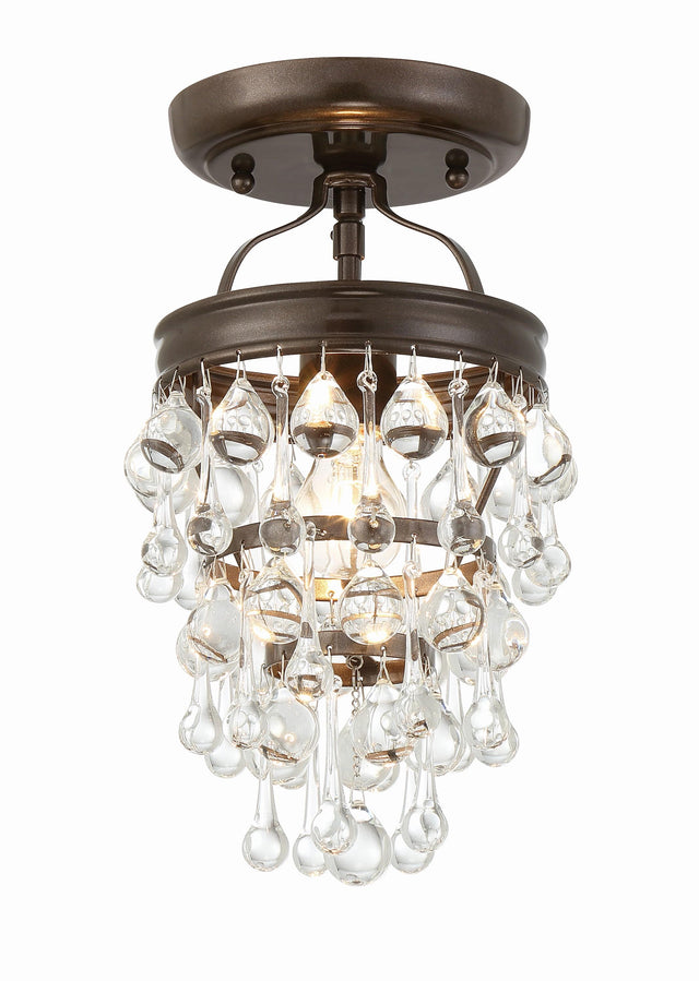 Crystorama Calypso 1 Light Crystal Teardrop Vibrant Bronze Semi Flush Mount