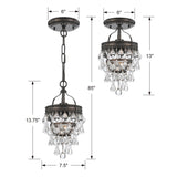 Crystorama Calypso 1 Light Crystal Teardrop Vibrant Bronze Semi Flush Mount