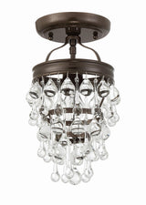Crystorama Calypso 1 Light Crystal Teardrop Vibrant Bronze Semi Flush Mount