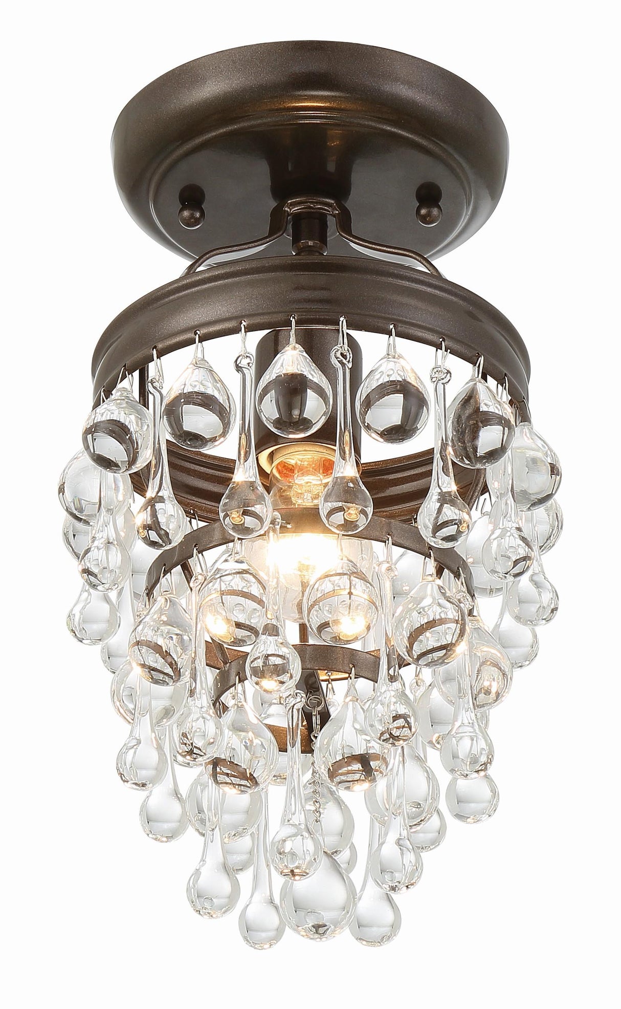 Crystorama Calypso 1 Light Crystal Teardrop Vibrant Bronze Semi Flush Mount