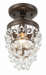 Crystorama Calypso 1 Light Crystal Teardrop Vibrant Bronze Semi Flush Mount
