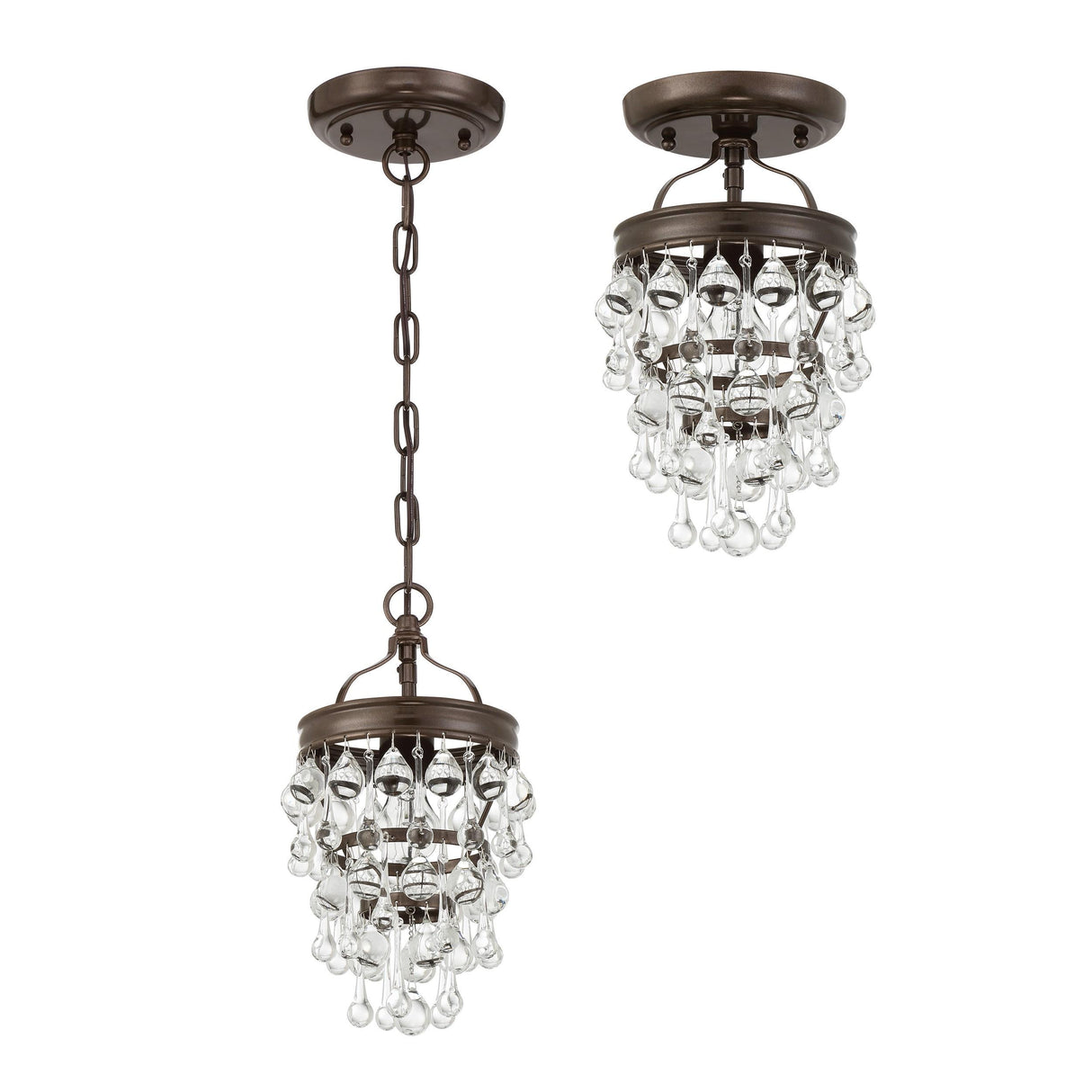 Crystorama Calypso 1 Light Crystal Teardrop Vibrant Bronze Semi Flush Mount