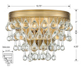 Crystorama Calypso 2 Light Crystal Teardrop Vibrant Gold Sconce