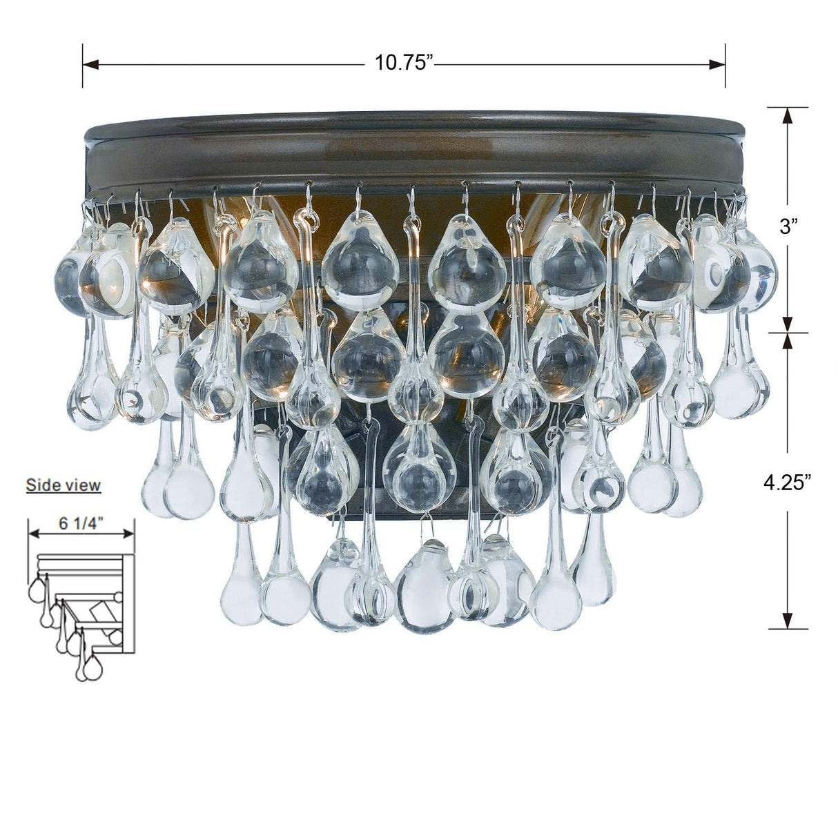 Crystorama Calypso 2 Light Crystal Teardrop Vibrant Bronze Sconce