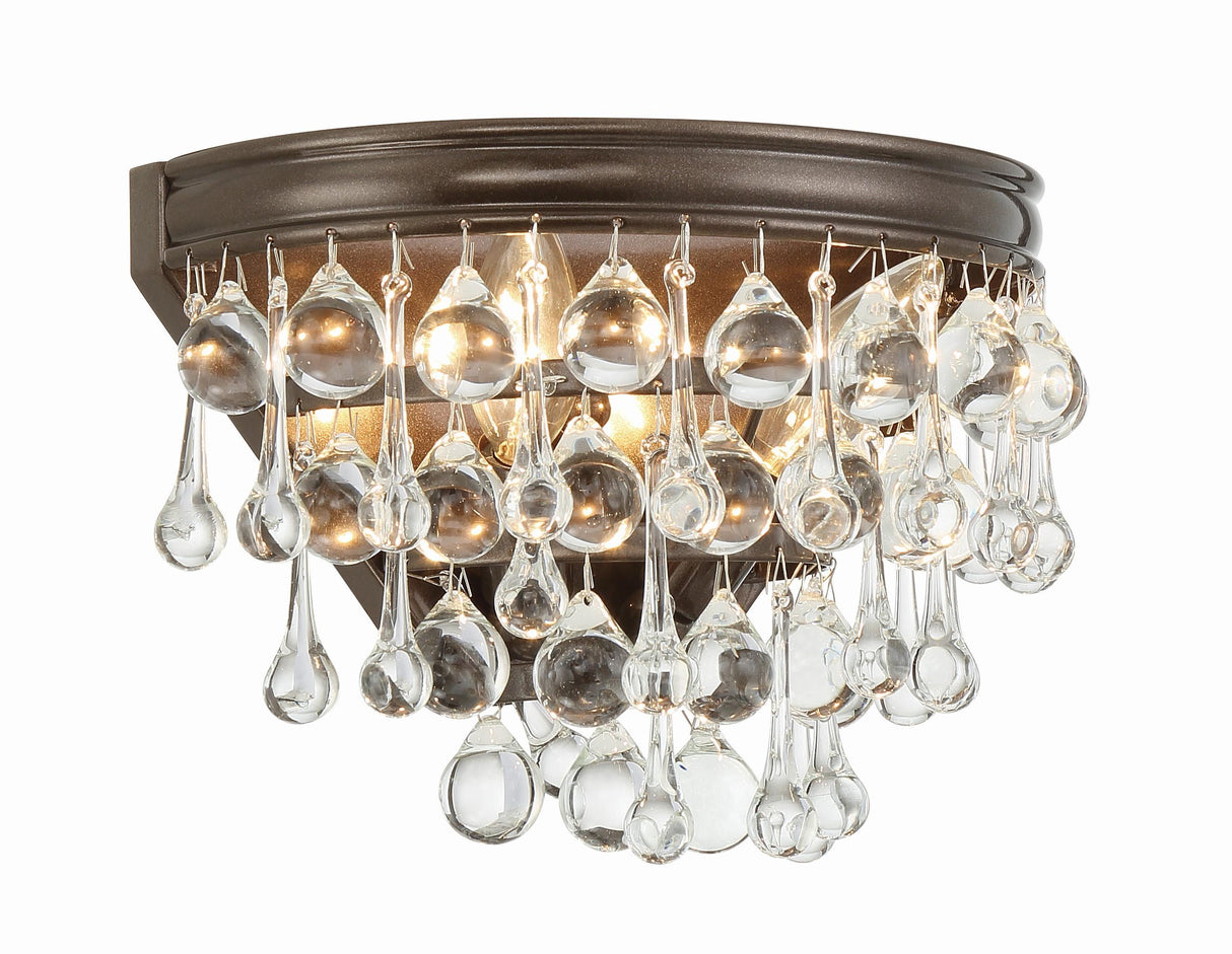Crystorama Calypso 2 Light Crystal Teardrop Vibrant Bronze Sconce