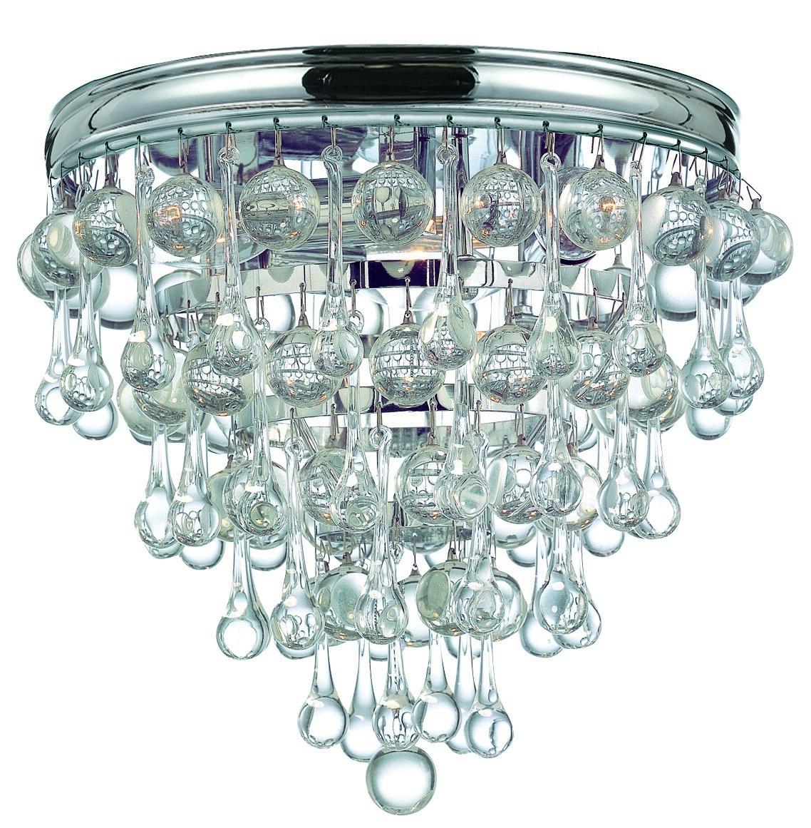 Crystorama Calypso 3 Light Crystal Teardrop Polished Chrome Flush Mount