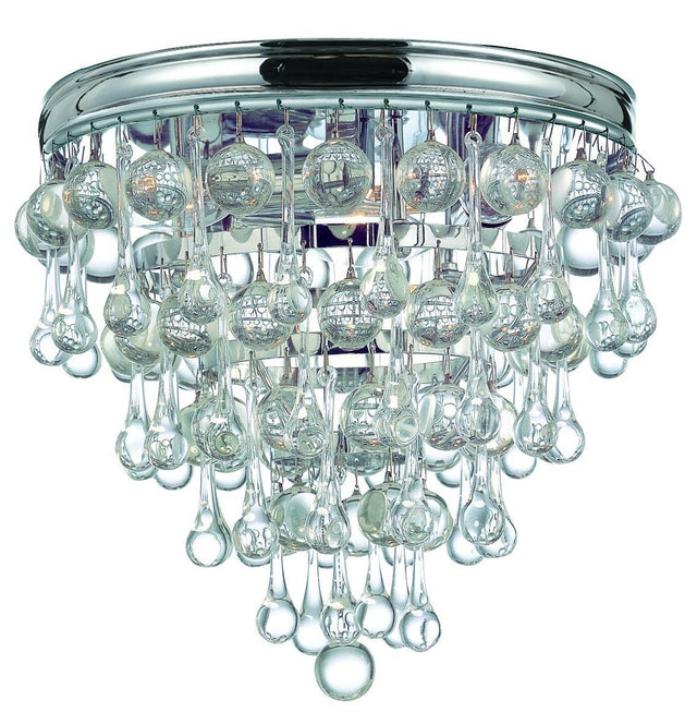 Crystorama Calypso 3 Light Crystal Teardrop Polished Chrome Flush Mount