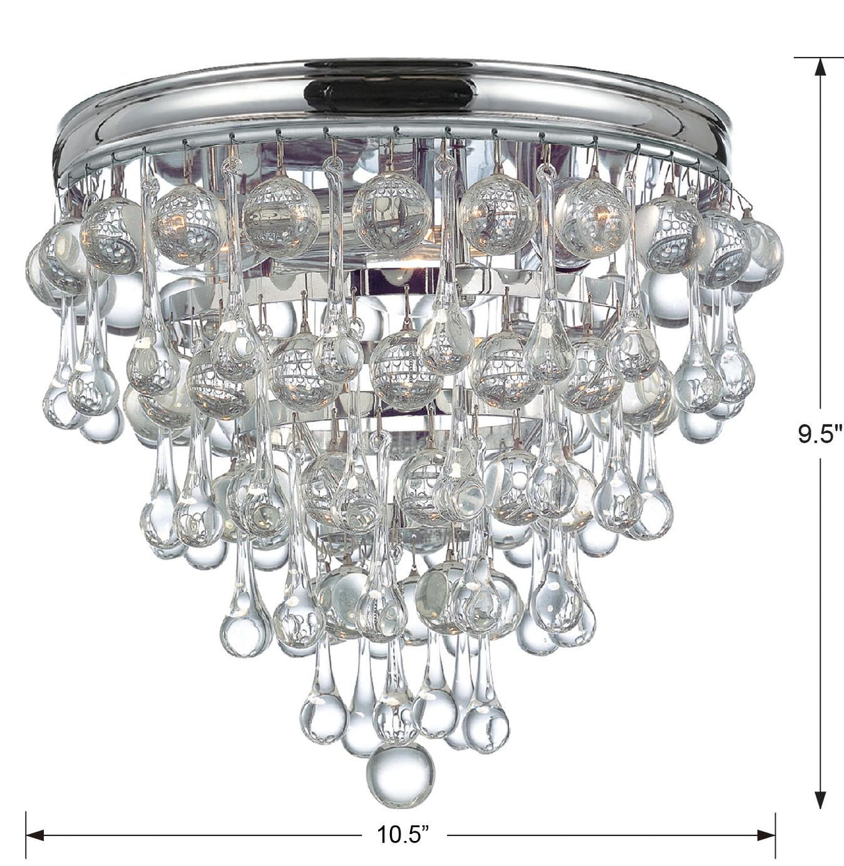 Crystorama Calypso 3 Light Crystal Teardrop Polished Chrome Flush Mount