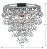 Crystorama Calypso 3 Light Crystal Teardrop Polished Chrome Flush Mount