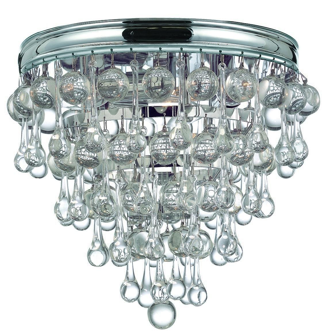 Crystorama Calypso 3 Light Crystal Teardrop Polished Chrome Flush Mount