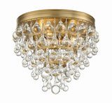 Crystorama Calypso 3 Light Crystal Teardrop Vibrant Gold Flush Mount