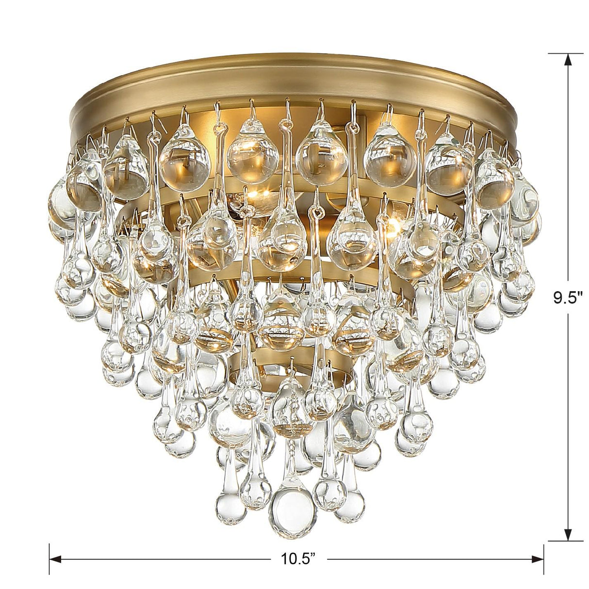 Crystorama Calypso 3 Light Crystal Teardrop Vibrant Gold Flush Mount