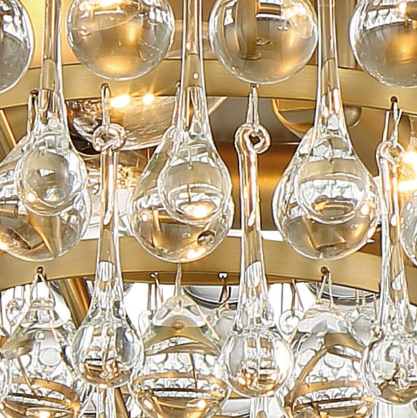 Crystorama Calypso 3 Light Crystal Teardrop Vibrant Gold Flush Mount