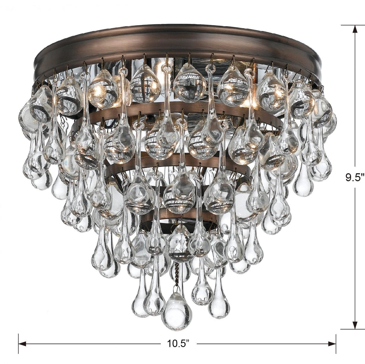 Crystorama Calypso 3 Light Crystal Teardrop Vibrant Bronze Flush Mount